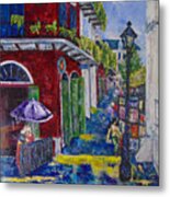 The Purple Umbrella        Pirates Alley Metal Print