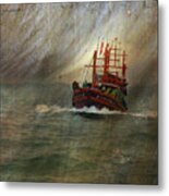 The Red Fishing Boat Metal Print