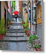 The Red Umbrella - Bellagio, Lake Como, Italy Metal Print