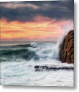 The Sea Against The Rock Metal Print
