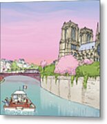 The Seine And Notre Dame Metal Print