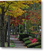 The Sidewalk And Fall Metal Print