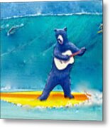 The Surfing Bear Metal Print