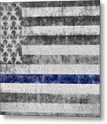 The Thin Blue Line American Flag Metal Print