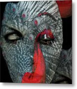 The Woman With The Red Peacock Metal Print