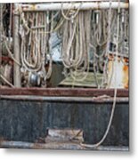 Three Fishing Ropes On Shrimp Boat Metal Print