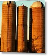 Three Silos At Daybreak Metal Print