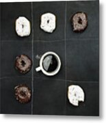 Tic Tac Toe Donuts And Coffee Metal Print