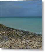 Tide Coming Over The Lava Rock Along The Coast Metal Print