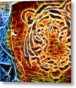 Neon Face Of Tiger Metal Print