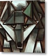Abstract Gray Wolf Painting Metal Print
