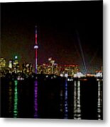 Toronto Neon Skyline In Oil Metal Print