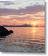 Toronto Skyline - Clearing Clouds At Sunrise Metal Print