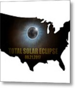 Total Solar Eclipse In United States Map Outline Metal Print