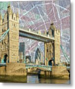 Tower Bridge With Union Jack Metal Print
