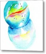 Toy Glass Marble Watercolor Metal Print