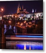 Tracing Lines. Night Prague Metal Print