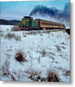 Train In Winter Landscape - Pol109497 Metal Print
