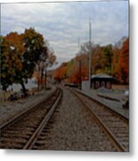 Train Station In The Fall Metal Print