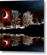 Tree Reflections Landscape-solar Eclipse 2017 Metal Print