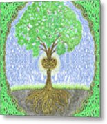 Tree With Heart And Sun Metal Print
