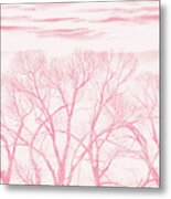 Trees Silhouette Pink Metal Print