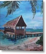 Tropical Boathouse Metal Print