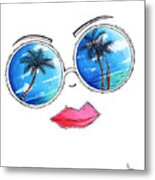 Tropical Reflection Pop Art Painting From The Aroon Melane 2015 Collection By Madart Metal Print