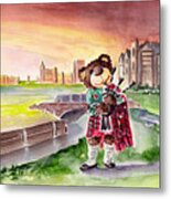 Truffle Mcfurry Playing The Bagpipes At St Andrews Metal Print