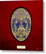 Tsarevich Faberge Egg On Red Velvet Metal Print