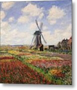 Tulip Fields With The Rijnsburg Windmill Metal Print