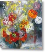 Tulips, Narcissus And Forsythia Metal Print