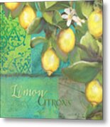 Tuscan Lemon Tree - Damask Pattern 2 Metal Print