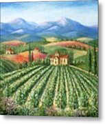 Tuscan Vineyard And Abbey Metal Print