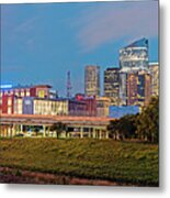 Twilight Panorama Of Downtown Houston Skyline And University Of Houston - Harris County Texas Metal Print
