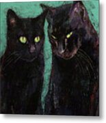 Two Black Cats Metal Print