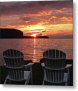 Two Chair Sunset Square Metal Print