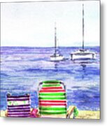 Two Happy Chairs On The Beach Metal Print