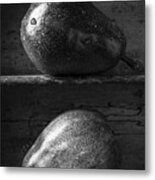 Two Ripe Pears In Black And White Metal Print