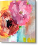 Two Roses- Art By Linda Woods Metal Print