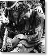 Two Soldiers Comfort Each Other Metal Print