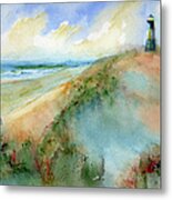 Tybee Dunes And Lighthouse Metal Print