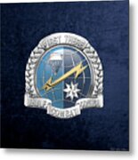 U. S.  Air Force Combat Control Teams - Combat Controller C C T Badge Over Blue Velvet Metal Print