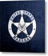 U. S. Marshals Service  -  U S M S  Badge Over Blue Velvet Metal Print