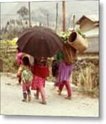 Umbrella Children Vietnamese Metal Print