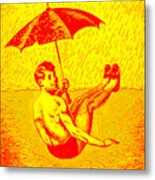 Umbrella Red Yellow Metal Print