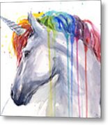 Unicorn Rainbow Watercolor Metal Print