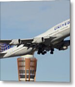 United Boeing 747-422 N128ua Phoenix Sky Harbor January 2 2015 Metal Print