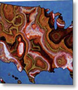 Olena Art Design United States Artistic Map Metal Print