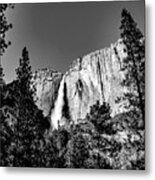 Upper Falls, Black And White Metal Print